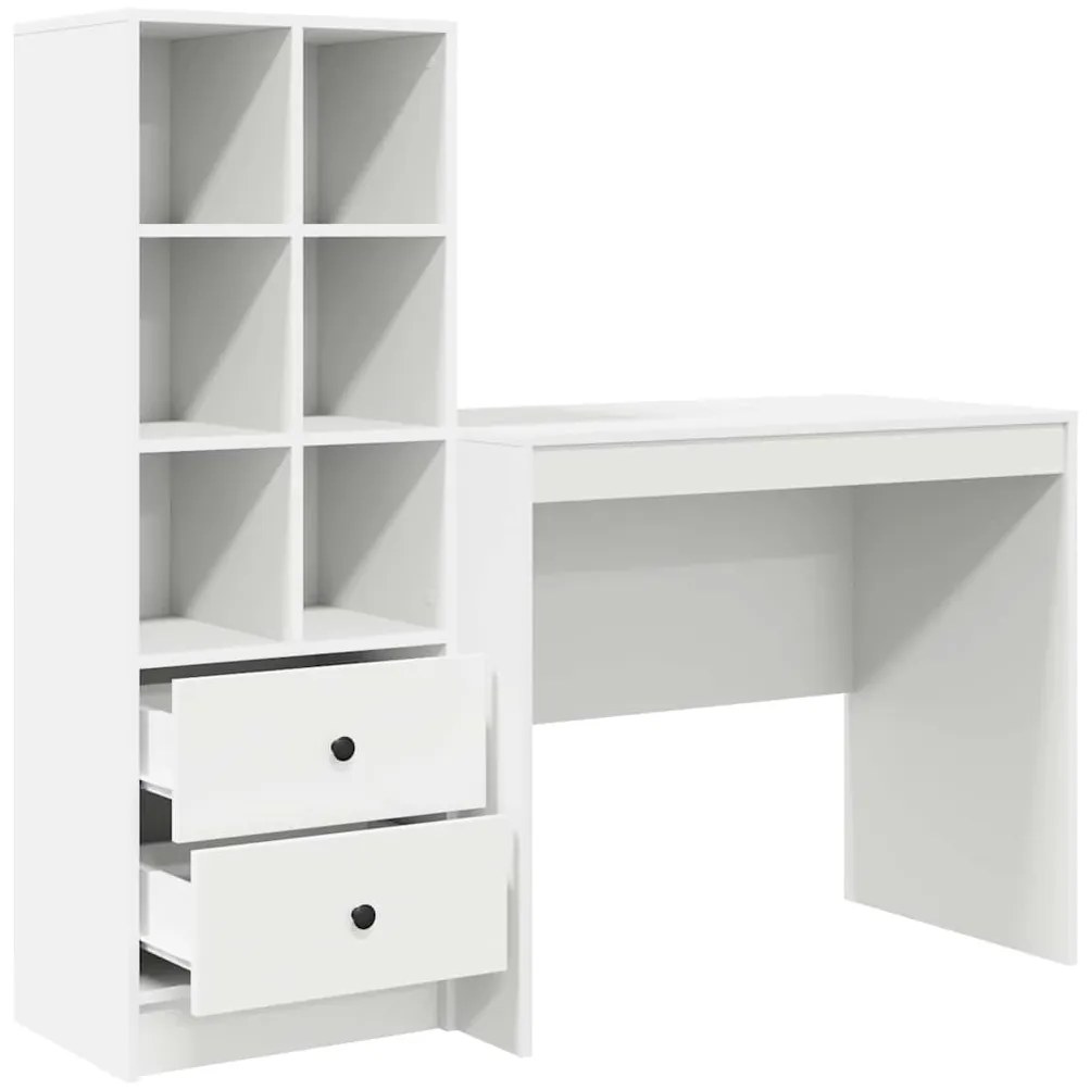 vidaXL Γραφείο με συρτάρι 2 pcs Λευκό