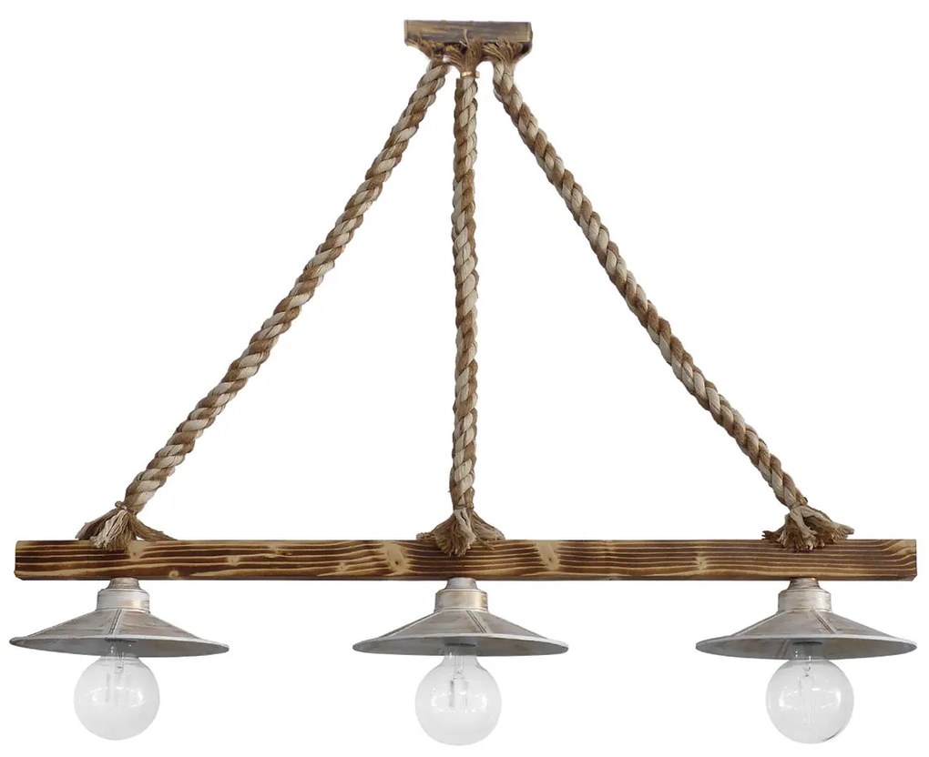Φωτιστικό Οροφής Τρίφωτο Heronia Petra 31-1129 Rope/White/Gold
