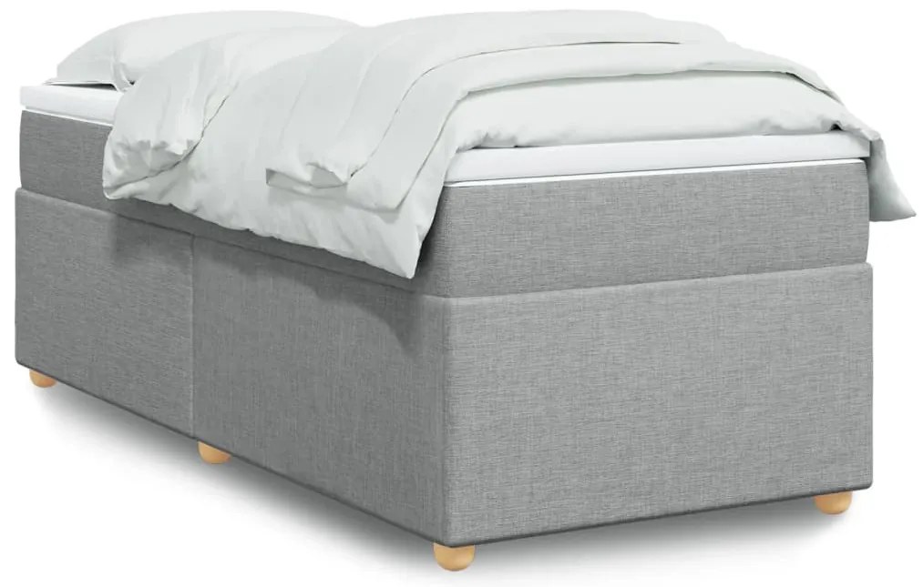 vidaXL Κρεβάτι Boxspring με Στρώμα Ανοιχτό Γκρι 90x190 εκ. Υφασμάτινο