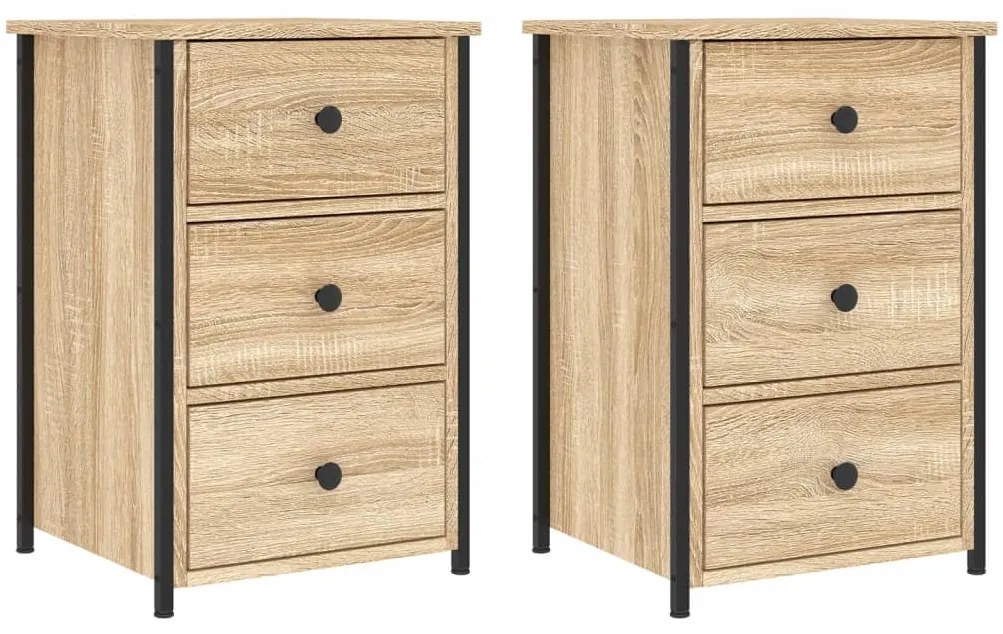 vidaXL Κομοδίνα 2 τεμ. Sonoma Δρυς 40 x 36 x 60 εκ. Επεξεργασμένο Ξύλο