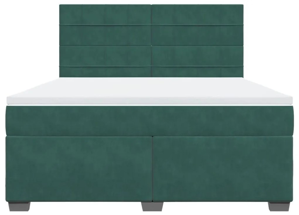 Κρεβάτι Boxspring με Στρώμα Σκούρο Πράσινο 180x200εκ. Βελούδινο - Πράσινο