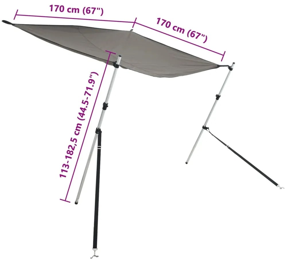 Επέκταση Σκιάστρου Σετ Σχήμα Τ Ανθρακί 170x170x(113-182,5) εκ.