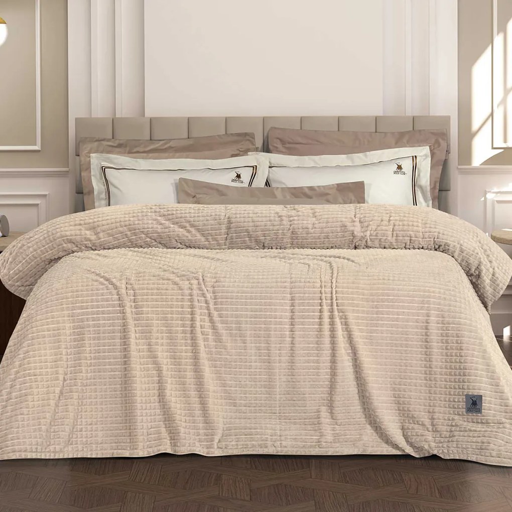 Κουβέρτα Fleece Μονή (160x220) Greenwich Polo Club Essential 3448 Beige