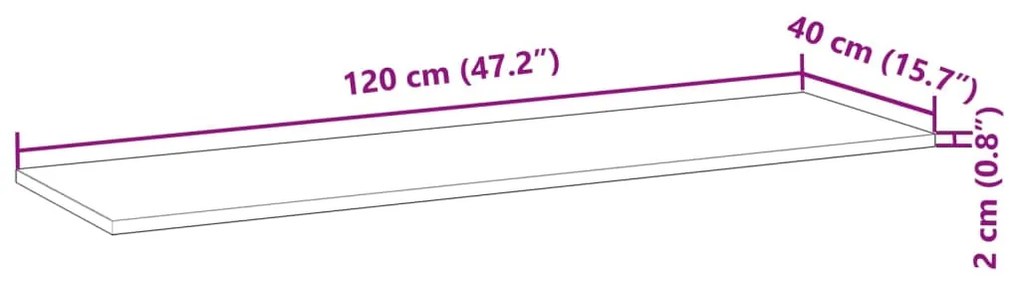 Επιφάνεια Γραφείου Ορθογώνια 120x40x2 εκ. Μασίφ Ξύλο Ακακίας - Καφέ