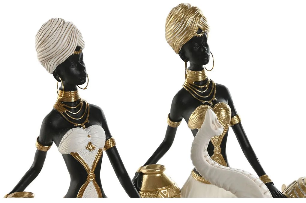 Διακοσμητική Φιγούρα Home ESPRIT Λευκό Μαύρο Χρυσό Ελέφαντας Αφρικάνα 21 x 11 x 32 cm (x2)