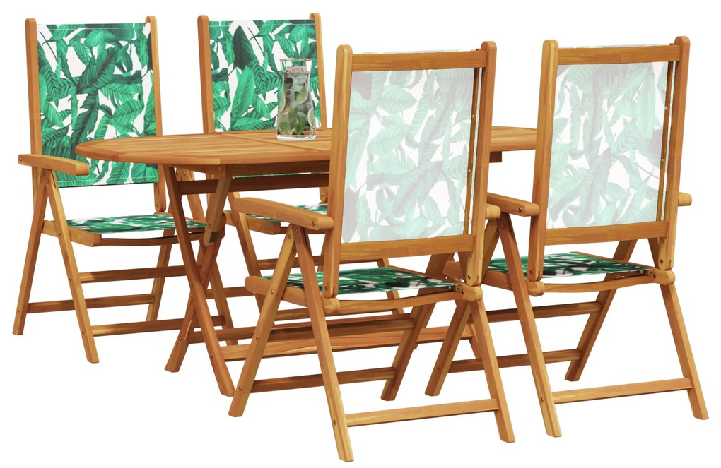vidaXL Σετ Τραπεζαρίας Κήπου Floral 5 pcs Μοτίβο φύλλων Κανονικός