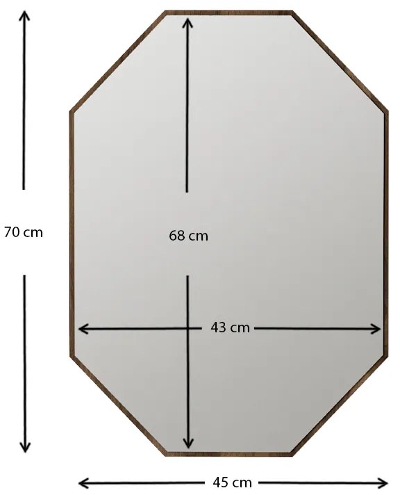 Καθρέπτης τοίχου Ursula Μegapap χρώμα καρυδί 45x2x70εκ.