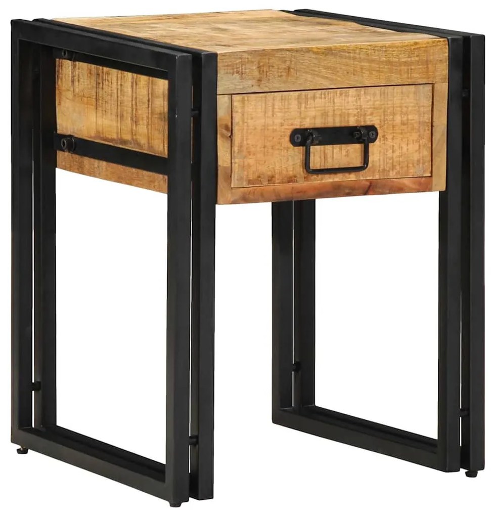 vidaXL End Table με συρτάρι Καφέ 40 x 40 x 50 cm Μασίφ ξύλο μάνγκο