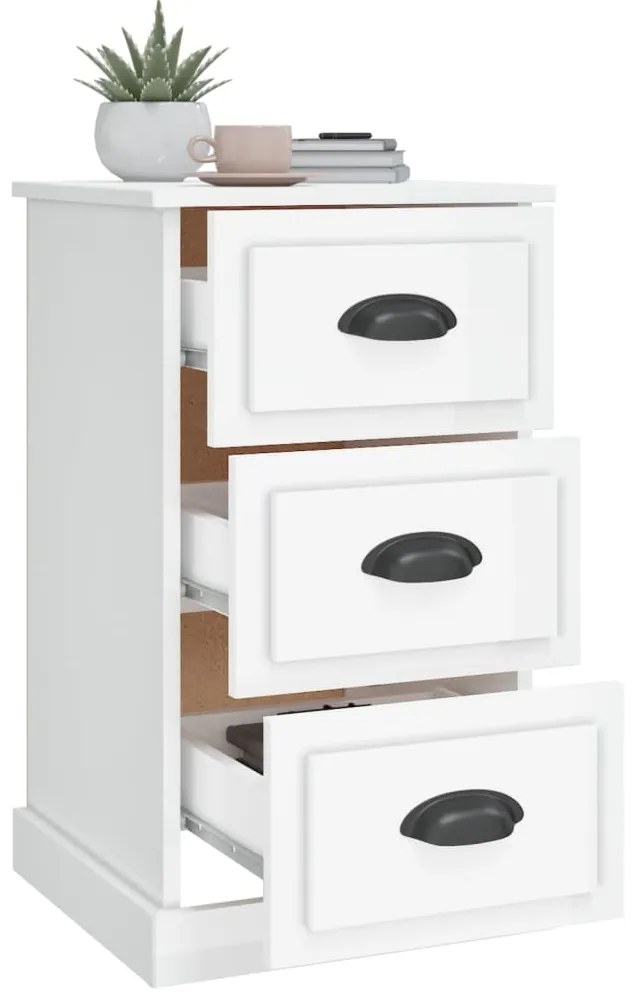 vidaXL Κομοδίνο Γυαλιστερό Λευκό 39x39x67 εκ. από Επεξεργασμένο Ξύλο