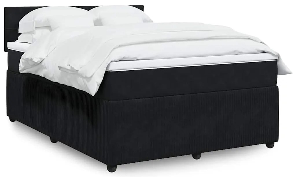 vidaXL Κρεβάτι Boxspring με Στρώμα Μαύρο 160x200 εκ. Βελούδινο
