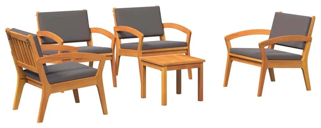 vidaXL Σετ μπιστρό 5 pcs Καφέ 45 x 45 x 38 εκ. Μασίφ ξύλο ακακίας