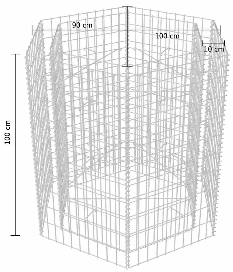 vidaXL Συρματοκιβώτιο - Γλάστρα Υπερυψωμένη Εξάγωνη 100 x 90 x 100 εκ.