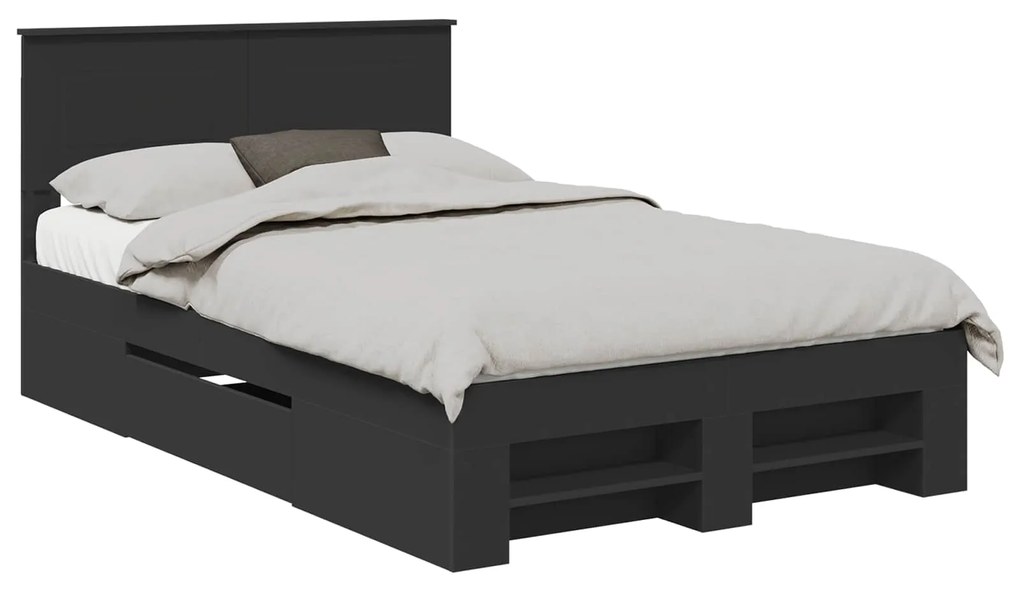 vidaXL Σκελετός Κρεβατιού Μαύρο 137 x 203 εκ. Επεξεργασμένο ξύλο