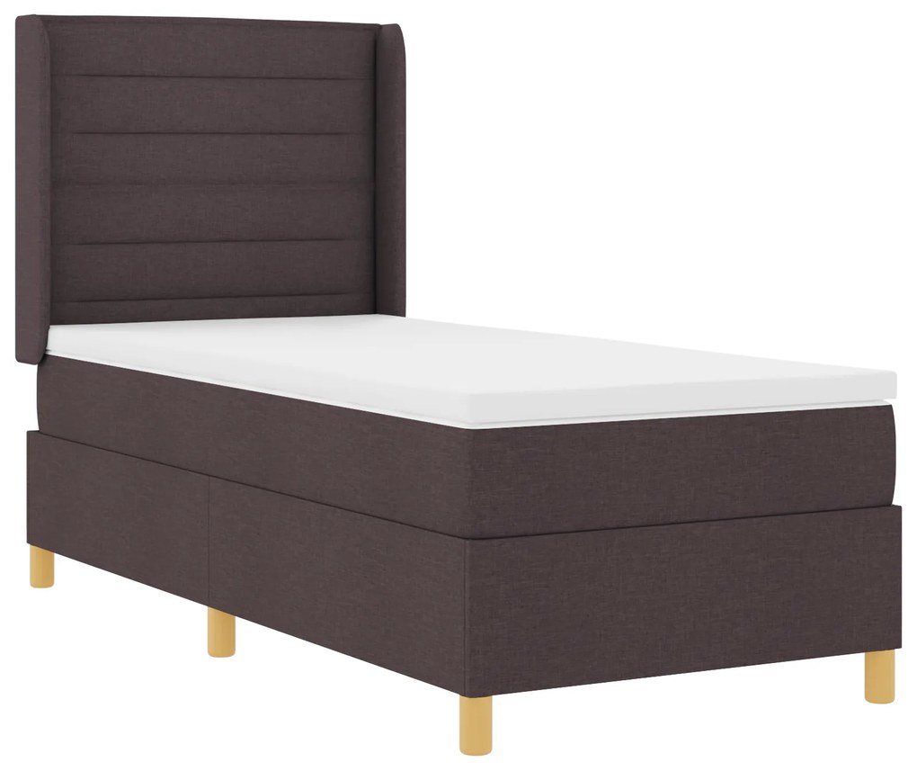 vidaXL Κρεβάτι Box Spring με Στρώμα Σκούρο Καφέ 80x200 cm Ύφασμα