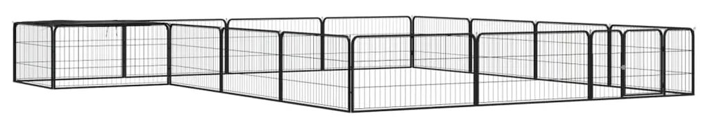 vidaXL Παρκοκρέβατο Σκύλου 16 Πάνελ Μαύρο 100x50εκ Ατσάλι Βαφή Πούδρας