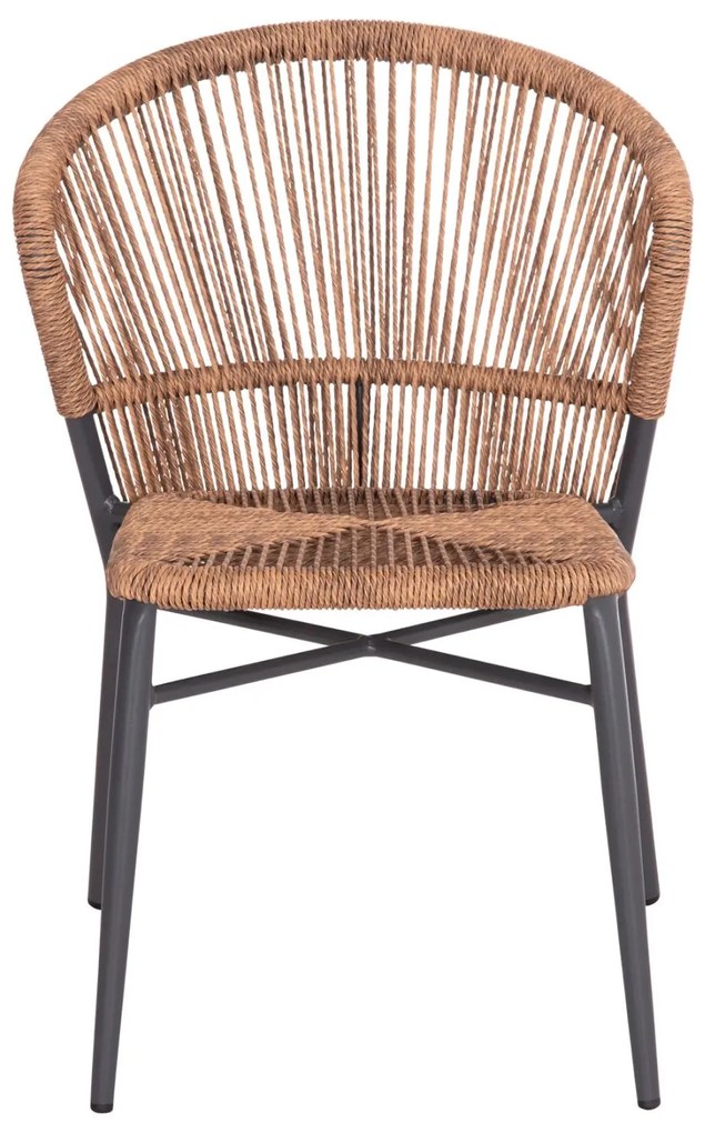 Καρέκλα LYNN C6267.01 Αλουμινίου Ανθρακί με P.E. Rattan Φυσικό 57x61x79Υ εκ. 57x61x79 εκ.