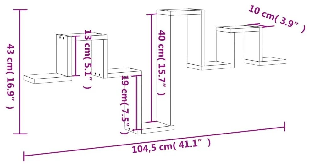 Ραφιέρα Τοίχου Καφέ Δρυς 104,5x10x43 εκ. Επεξεργασμένο Ξύλο - Καφέ