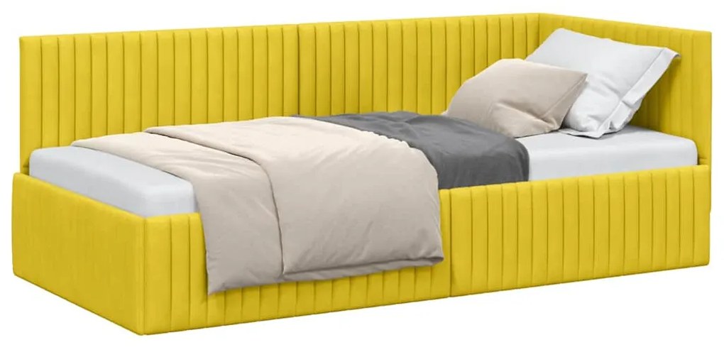 vidaXL Κρεβάτι Γωνίας με κεφαλάρι Κίτρινο 90 x 190 cm Βελούδο