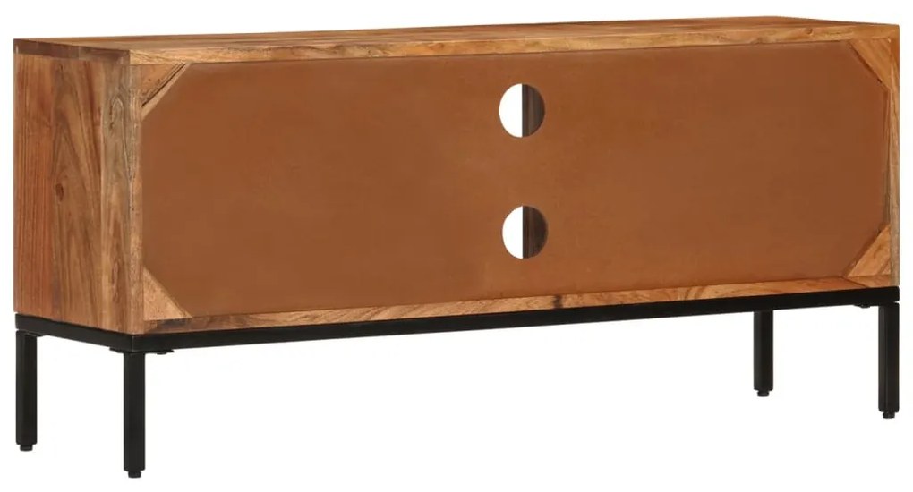 vidaXL Έπιπλο Τηλεόρασης Μελί &amp; Γκρι 110x30x50 εκ. Μασίφ Ξύλο Ακακίας