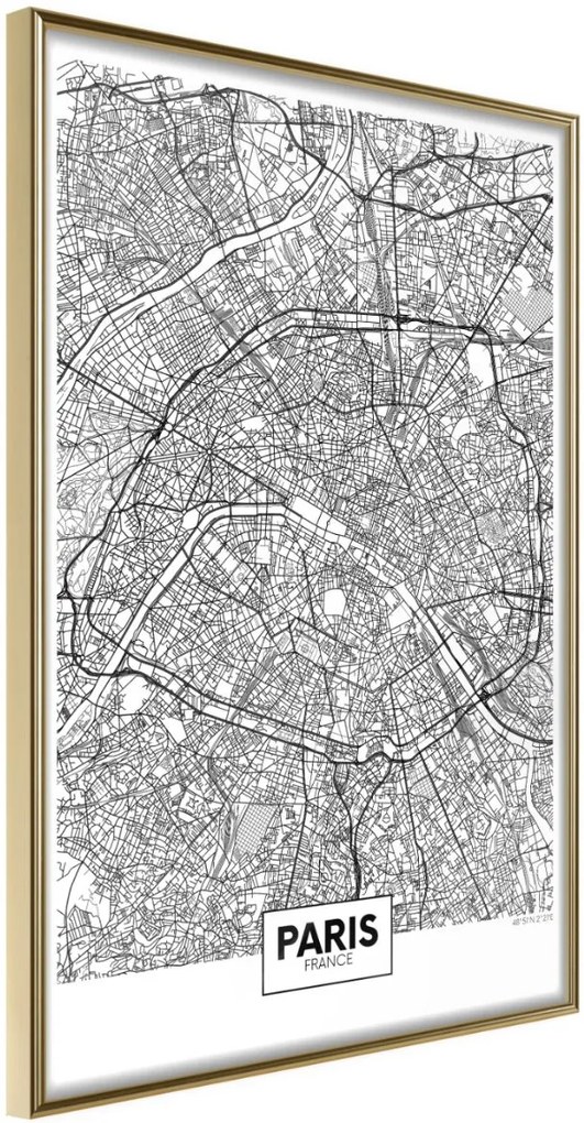 Αφίσα - City Map: Paris - 20x30 - Χρυσό - Χωρίς πασπαρτού