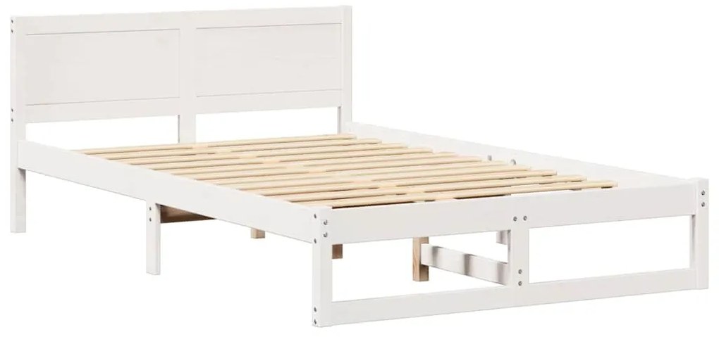 vidaXL Σκελετός Κρεβατιού Λευκό 135 x 190 cm Μασίφ ξύλο πεύκου