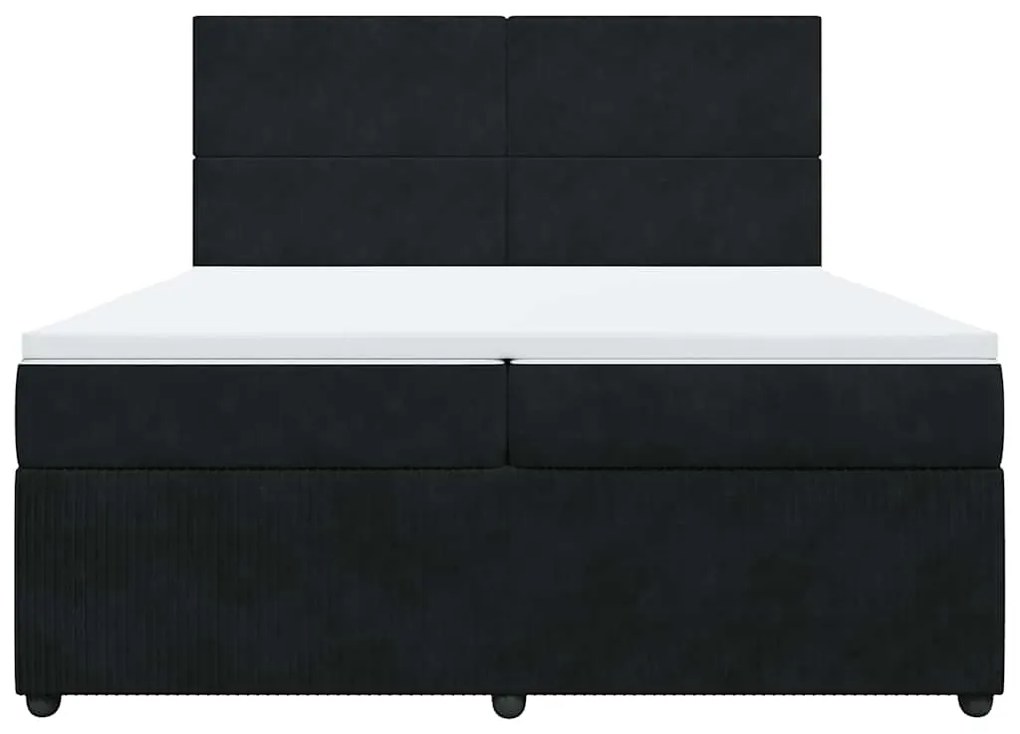 vidaXL Κρεβάτι Boxspring με Στρώμα Μαύρο 200x200 εκ. Βελούδινο