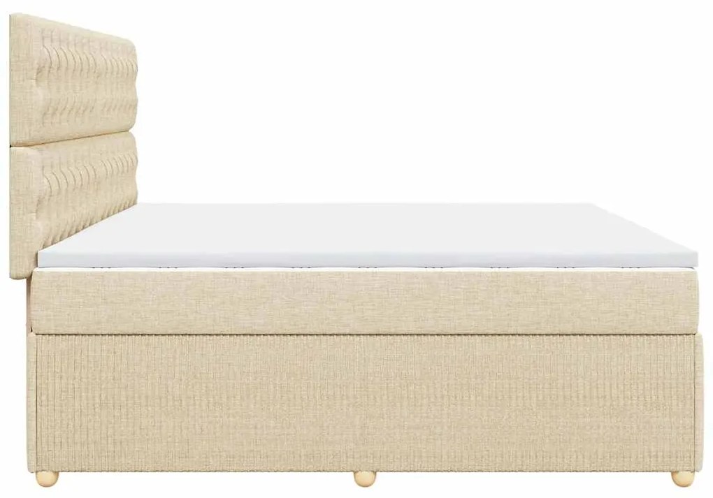 vidaXL Κρεβάτι Boxspring με Στρώμα Κρεμ 200x200 εκ. Υφασμάτινο