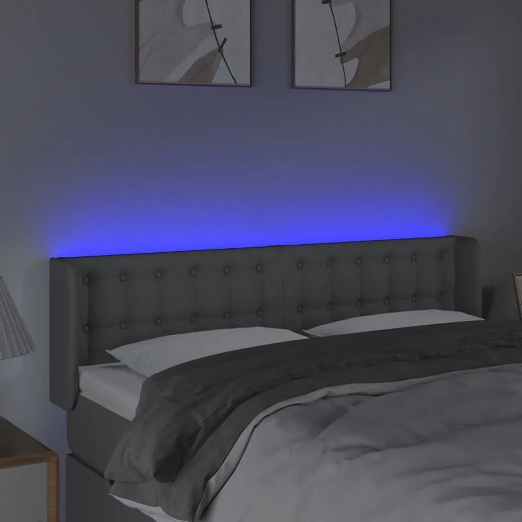 vidaXL Κεφαλάρι Κρεβατιού LED Ανοιχτό Γκρι 147x16x78/88 εκ. Υφασμάτινο