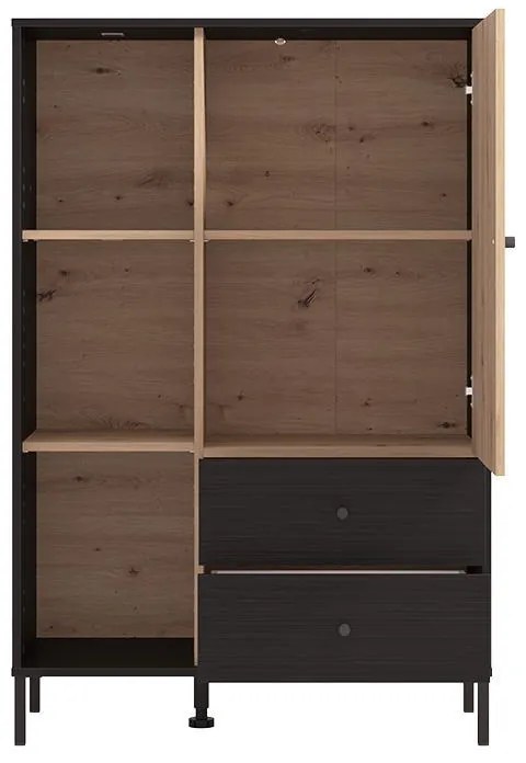 Βιτρίνα Correze 2K2F POP Μαύρος Δρύς - Artisan Oak 87x40x131 εκ. 87x40x131 εκ.