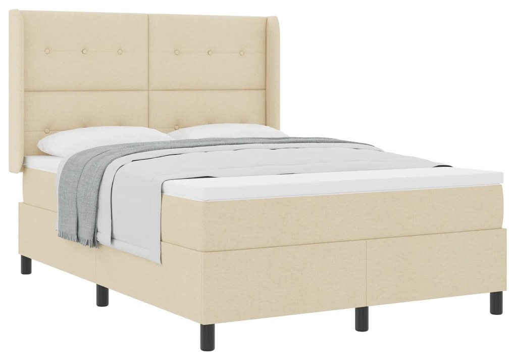 vidaXL Κρεβάτι με Στρώμα Cream 140x200 εκ Υφασμάτινο