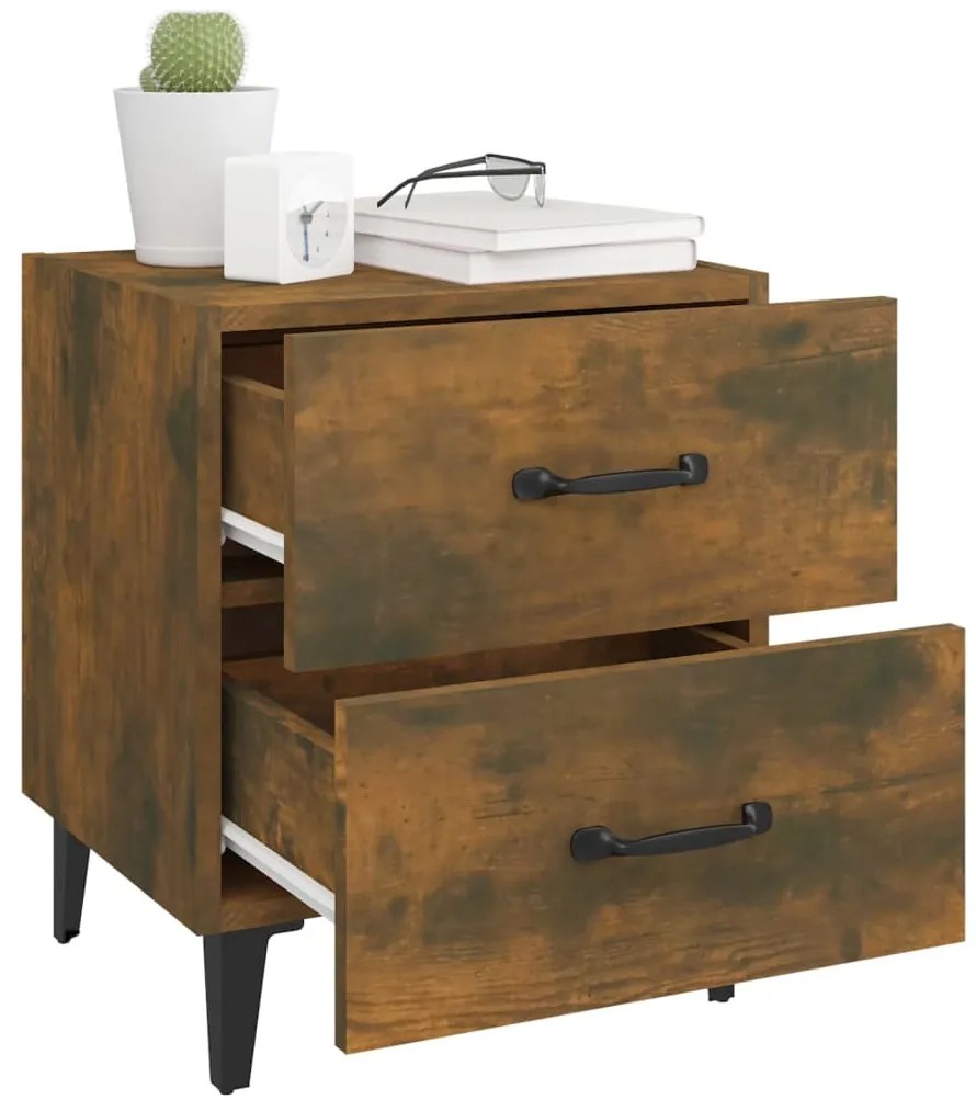 vidaXL Κομοδίνο Καπνιστή Δρυς 40 x 35 x 47,5 εκ.