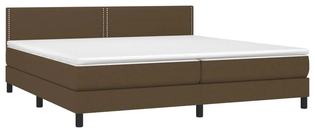 vidaXL Κρεβάτι Boxspring με Στρώμα &amp; LED Σκ.Καφέ 200x200 εκ Υφασμάτινο