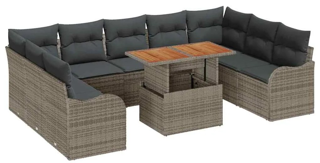 vidaXL Σετ Καναπέ Κήπου με μαξιλάρι 10 pcs Γκρι 100 x 55 x 73 εκ