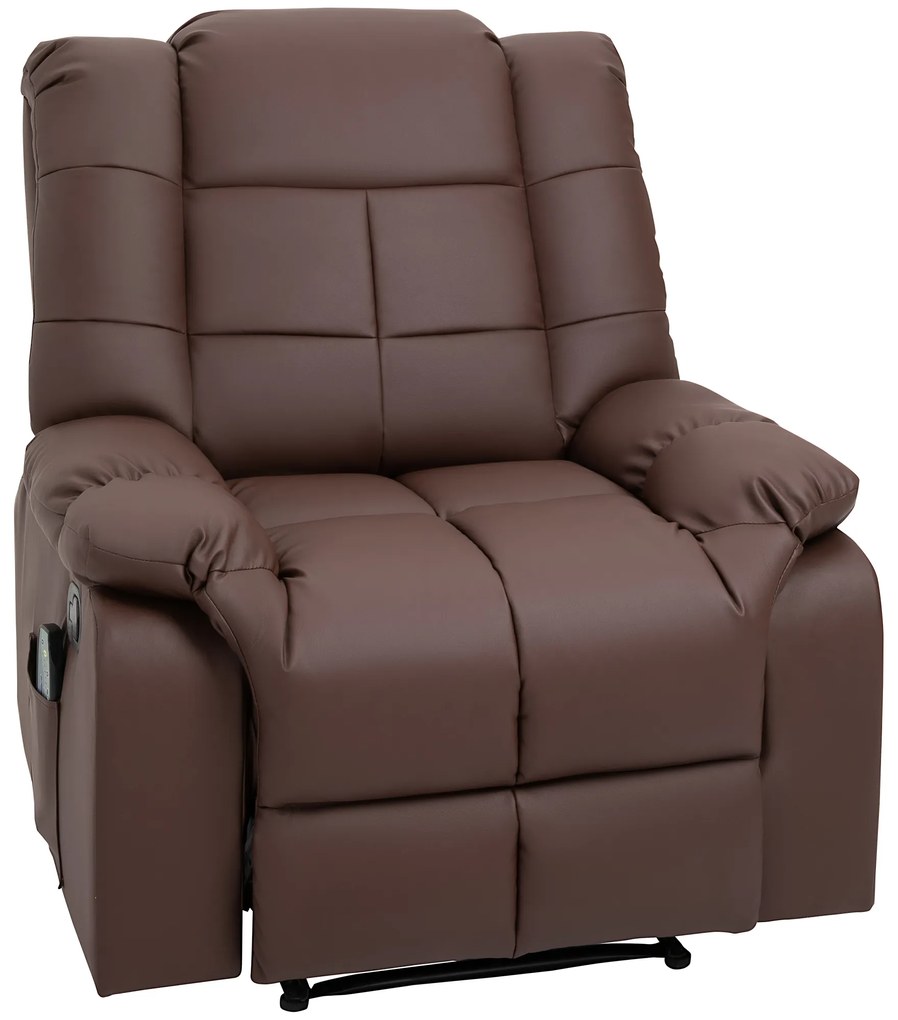HOMCOM Πολυθρόνα Μασάζ με Ανάκλιση και Τηλεχειριστήριο 94 x 99 x 99cm Δερματίνη Καφέ