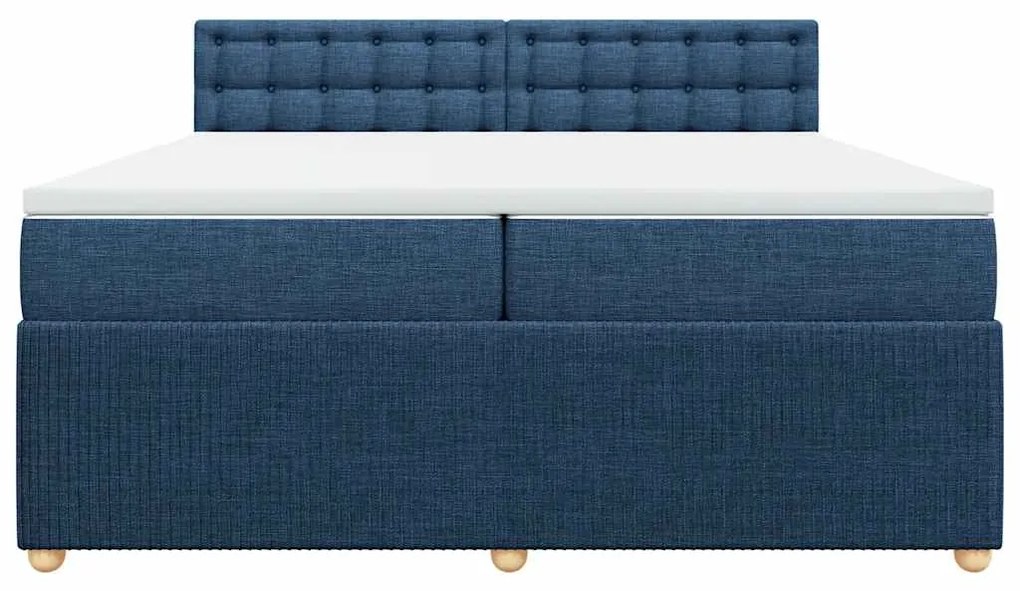 vidaXL Κρεβάτι Boxspring με Στρώμα Μπλε 200x200 εκ. Υφασμάτινο