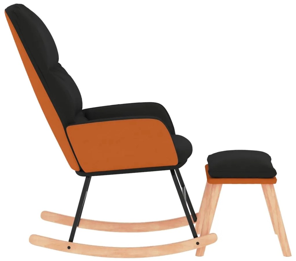 vidaXL Πολυθρόνα Κουνιστή Μαύρο Υφασμάτινη με Σκαμπό