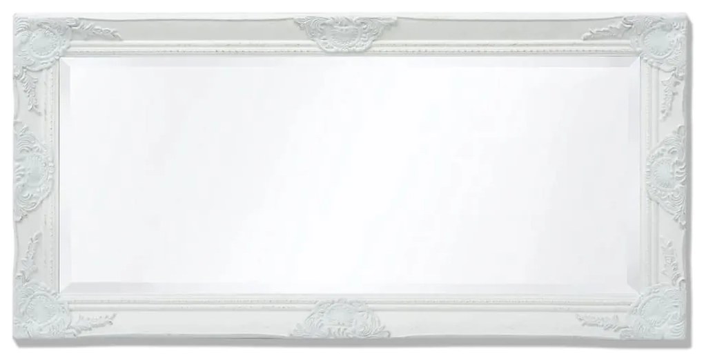 vidaXL Καθρέφτης Τοίχου με Μπαρόκ Στιλ Λευκός 100 x 50 εκ.