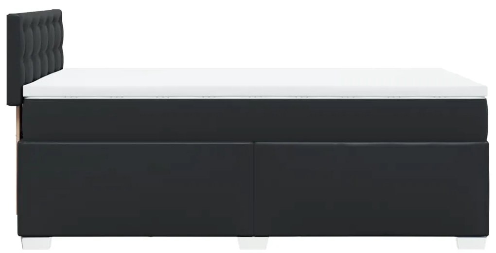 vidaXL Κρεβάτι Boxspring με Στρώμα Μαύρο 80 x 200 εκ. Συνθετικό Δέρμα