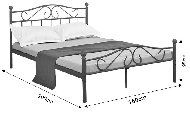 Κρεβάτι Yorick pakoworld μαύρο μεταλλικό 150x200x99εκ