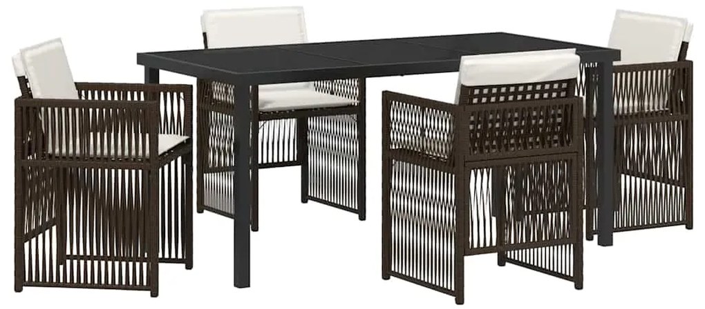 vidaXL Σέτ φαγητού για κήπο 5 pcs Καφέ Πολυ ράταν
