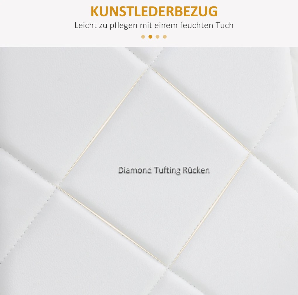 HOMCOM Σετ 4 καρεκλών, καρέκλες τραπεζαρίας, καρέκλες κουζίνας, 41 cm x 50 cm x 97 cm, Λευκό