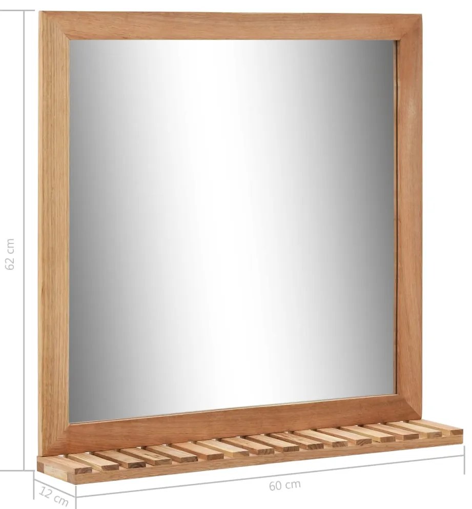 vidaXL Καθρέφτης Μπάνιου 60 x 12 x 62 εκ. από Μασίφ Ξύλο Καρυδιάς