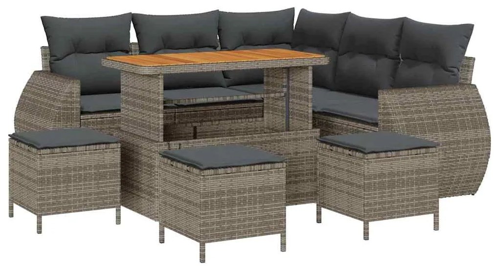 vidaXL Σετ Καναπέ Κήπου με μαξιλάρι 9 pcs Γκρι 110 x 55 x 71 εκ
