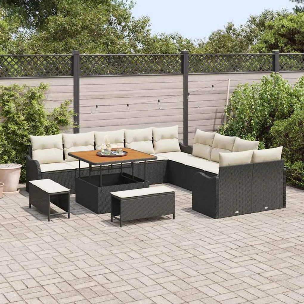 vidaXL Σετ Καναπέ Κήπου 13 pcs Μαύρο, Κρέμα 100 x 100 x 71 cm