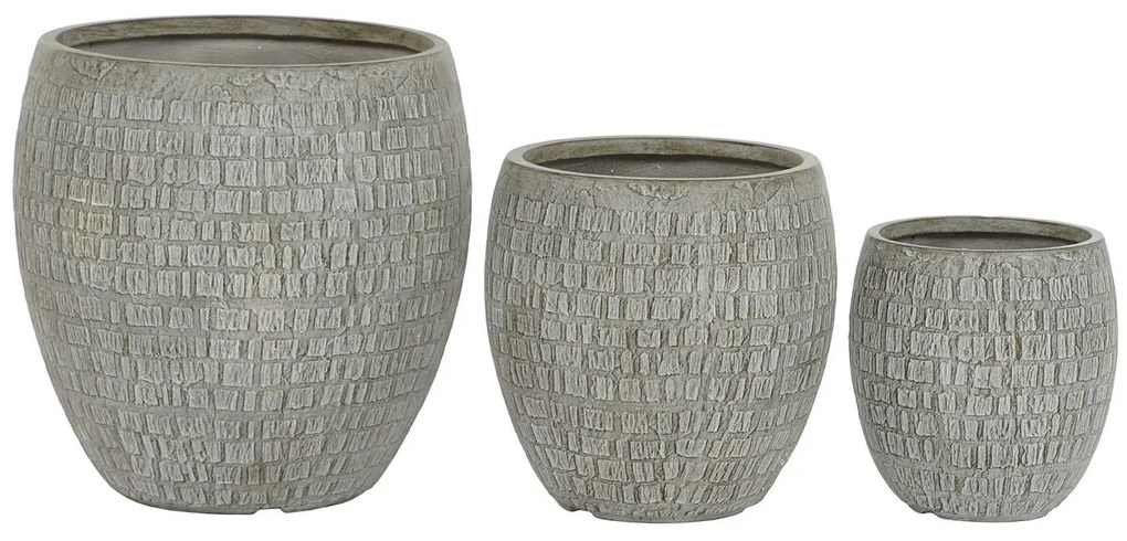 Σετ ζαρντινιέρων Home ESPRIT Γκρι Fiberglass Μαγνήσιο 55 x 55 x 55,5 cm (3 Μονάδες)