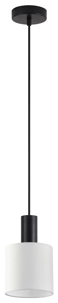 SE21-BL-4-SH1 ADEPT TUBE Black Pendant White Fabric Shade+
