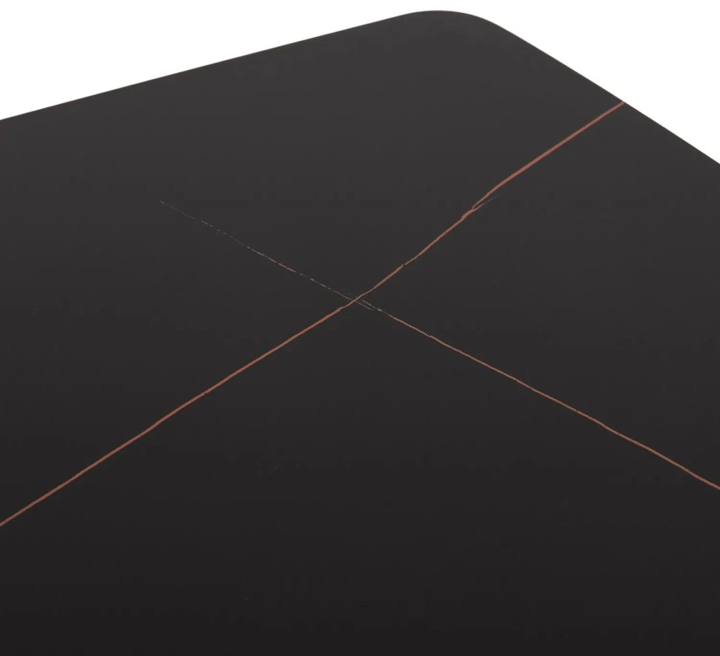 Σετ τραπεζαρίας RAVEN C21264.02 5τμχ με Κεραμικό TOP Μαύρο Μάρμαρο και Βελούδο Σάπιο Μήλο 120x70x73 εκ.