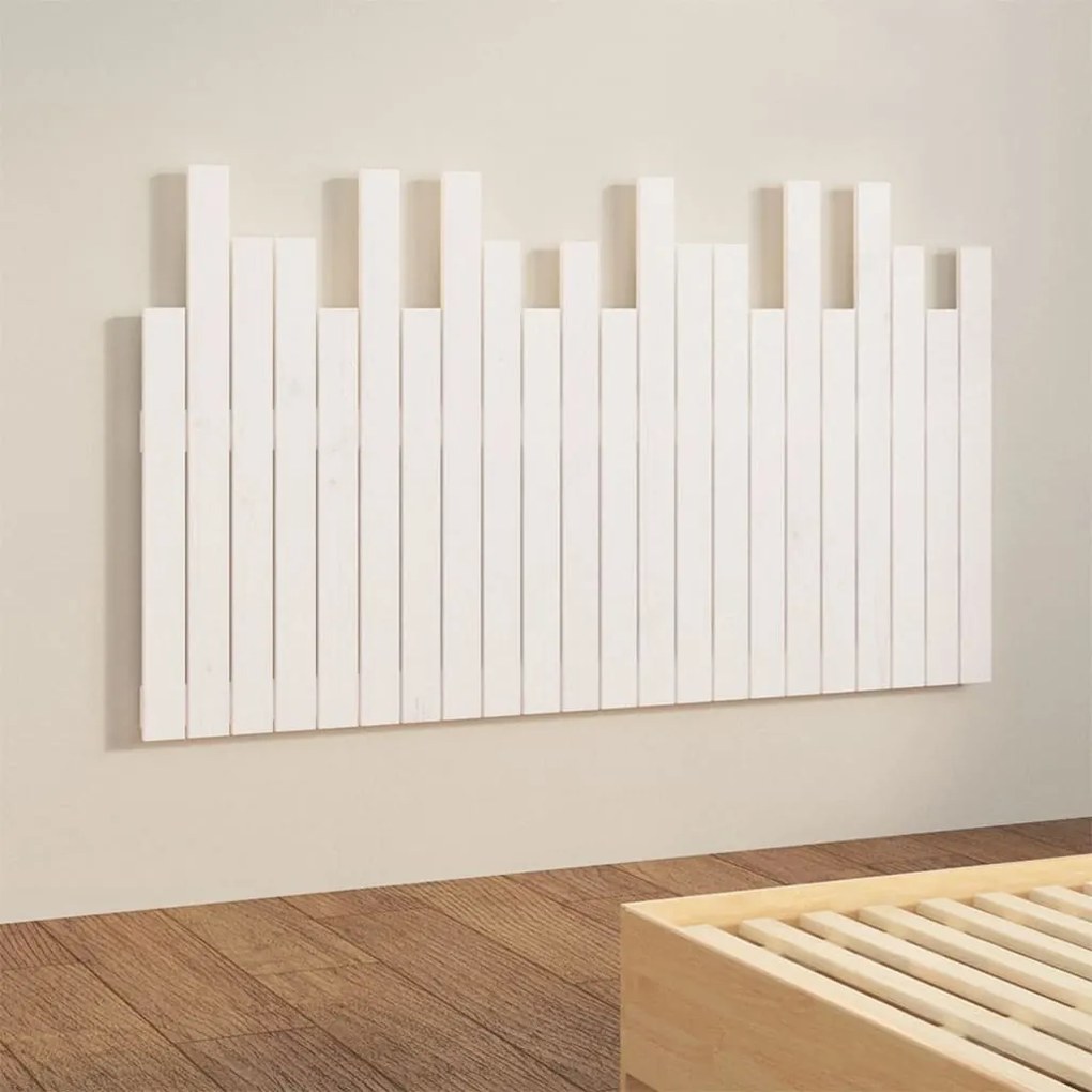 vidaXL Κεφαλάρι Τοίχου Λευκό 140 x 3 x 80 εκ. από Μασίφ Ξύλο Πεύκου