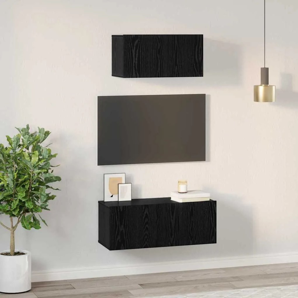 vidaXL Σετ επίπλου τηλεόρασης 2 pcs Μαύρη δρυς 80 x 30 x 30 εκ