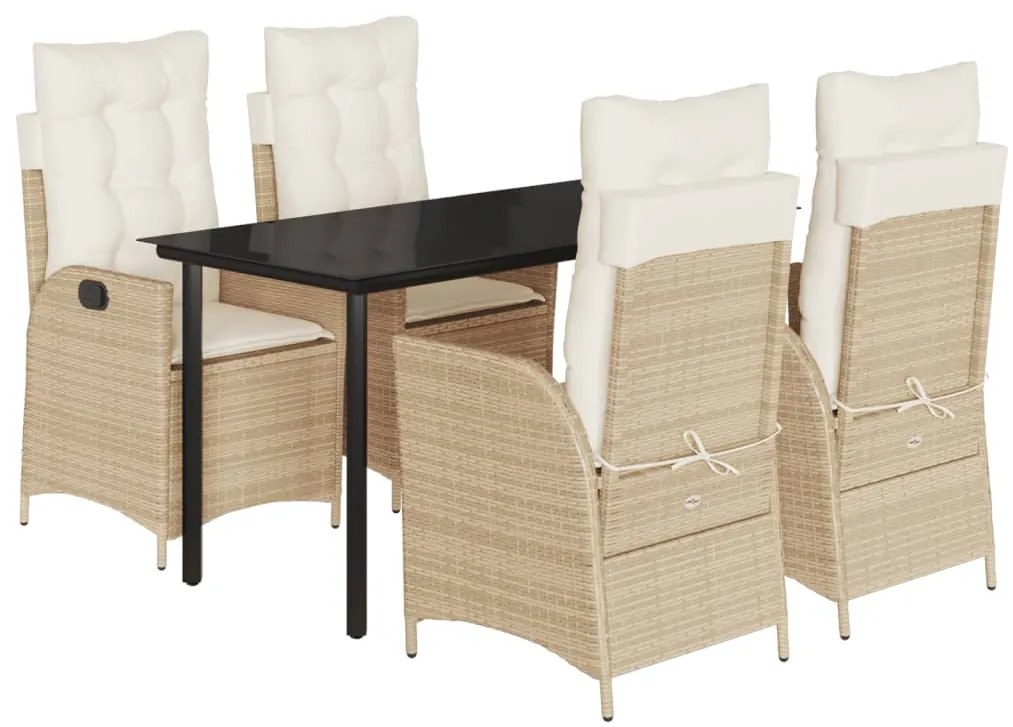 vidaXL Σετ Τραπεζαρίας Κήπου 5 τεμ. Μπεζ Συνθετικό Ρατάν με Μαξιλάρι